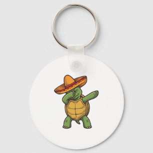 Dabbing Turtle Sombrero Vintage Vektordesign_1 Schlüsselanhänger