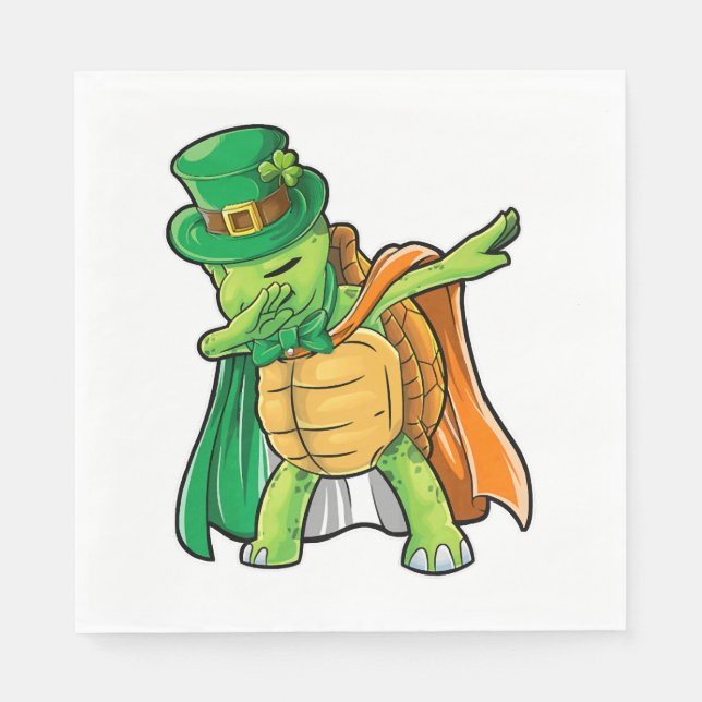 Dabbing Turtle St Patricks Day Boys Leprechaun Serviette (Vorderseite)
