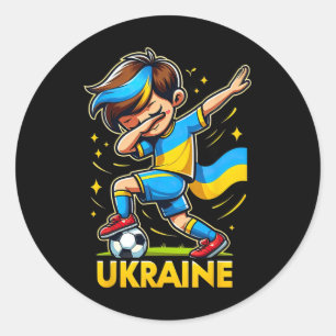Dabbing Ukraina Kinder-Fußballtrikot mit Uk Runder Aufkleber