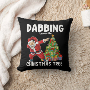 Dabbing um den Weihnachtsbaum herum Santa Feiertag Kissen