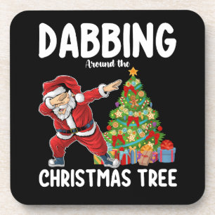 Dabbing um den Weihnachtsbaum Santa Feiertag Getränkeuntersetzer