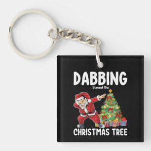 Dabbing um den Weihnachtsbaum Santa Feiertage Schlüsselanhänger