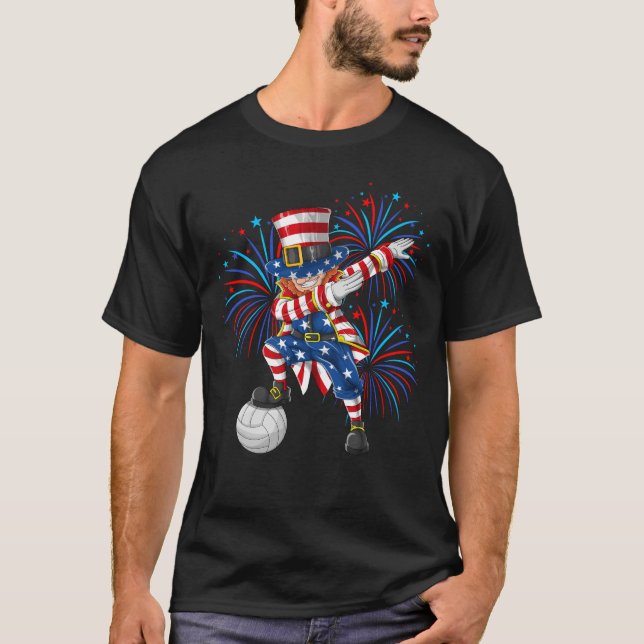 Dabbing Uncle Sam 4. Juli Volleyball T-Shirt (Vorderseite)