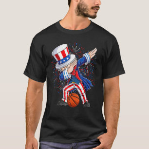 Dabbing Uncle Sam Basketball Ball Unabhängigkeitst T-Shirt
