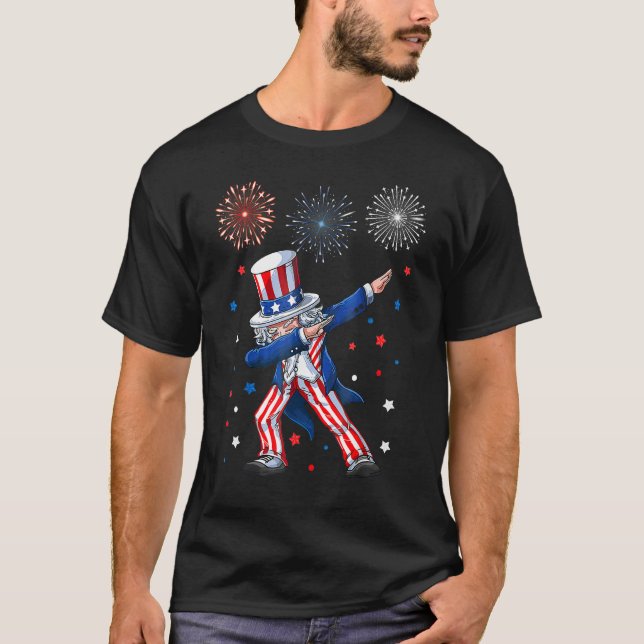 Dabbing Uncle Sam Fireworks 4th Of July Kids Boys  T-Shirt (Vorderseite)