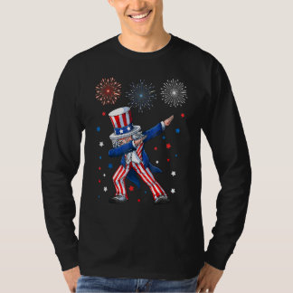 Dabbing Uncle Sam Fireworks 4th Of July Kids Boys  T-Shirt