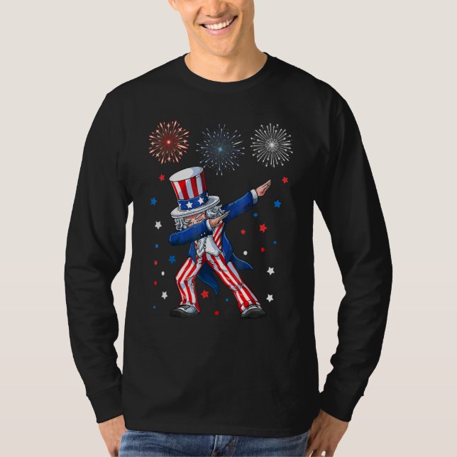 Dabbing Uncle Sam Fireworks 4th Of July Kids Boys  T-Shirt (Vorderseite)