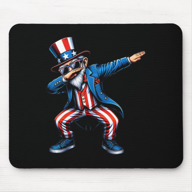 Dabbing Uncle Sam Funny 4. Juli Patriotische Jungs Mousepad (Vorne)