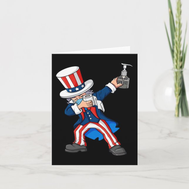 Dabbing Uncle Sam in einer Maske 4. Juli Dab Fun B Karte (Vorderseite)
