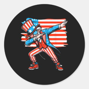 Dabbing Uncle Sam Independence Day American Flag 4 Runder Aufkleber