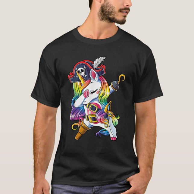 Dabbing Unicorate Pirate Piratenflagge Kostüm Kind T-Shirt (Vorderseite)