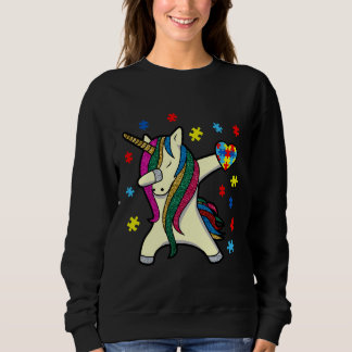 Dabbing Unicorm Autismus Sensibilisierungsmonat E Sweatshirt