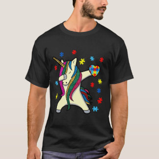 Dabbing Unicorm Autismus Sensibilisierungsmonat E T-Shirt
