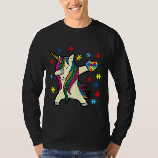 Dabbing Unicorm Autismus Sensibilisierungsmonat E T-Shirt