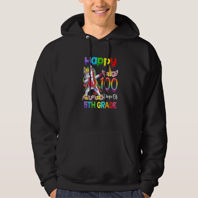Dabbing Unicorn 100th Day Of School 5th Grade Girl Hoodie (Vorderseite)