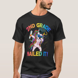 Dabbing Unicorn 2nd Grade Nails Girls Boys Gra T-Shirt