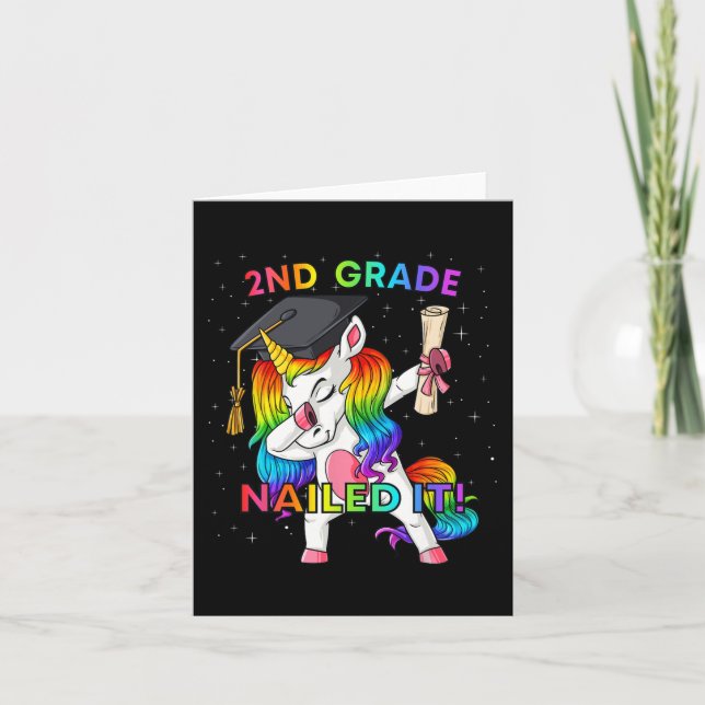 Dabbing Unicorn 2nd Grade Nails It Abschluss Gir Karte (Vorderseite)