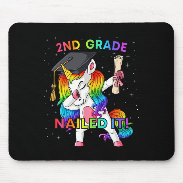 Dabbing Unicorn 2nd Grade Nails It Abschluss Gir Mousepad (Vorne)