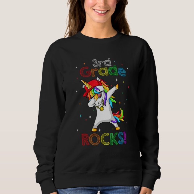 Dabbing Unicorn 3rd Grade Rocks Boys Kids Back To  Sweatshirt (Vorderseite)