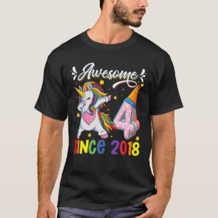 Dabbing Unicorn 4. Geburtstag Phantastisch 2018 4  T-Shirt