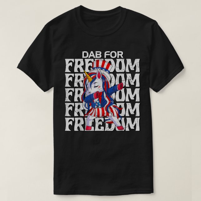 Dabbing Unicorn 4. Juli Freedom Girls Kids Ame T-Shirt (Design vorne)