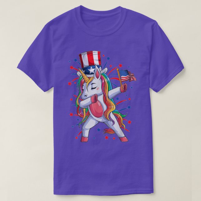 Dabbing Unicorn 4. Juli Girls comunale Casa Berno T-Shirt (Design vorne)