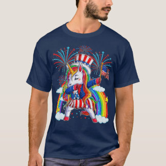 Dabbing Unicorn 4. Juli Girls Kinder Frauen Liebe T-Shirt