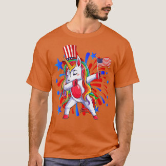 Dabbing Unicorn 4. Juli Girls Kinder Frauen Liebe T-Shirt