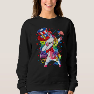 Dabbing Unicorn 4. Juli Uncle Sam Girls Americ Sweatshirt