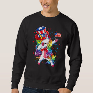 Dabbing Unicorn 4. Juli Uncle Sam Girls Americ Sweatshirt