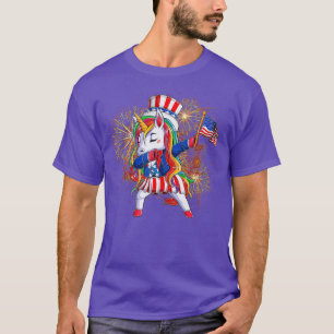 Dabbing Unicorn 4. Juli Uncle Sam Girls Americ T-Shirt