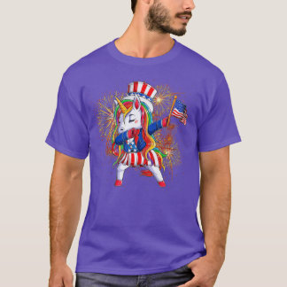 Dabbing Unicorn 4. Juli Uncle Sam Girls Americ T-Shirt