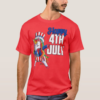 Dabbing Unicorn 4. Juli Uncle Sam Girls Americ T-Shirt