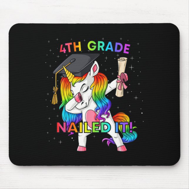 Dabbing Unicorn 4. Klasse Nails It Abschluss Gir Mousepad (Vorne)
