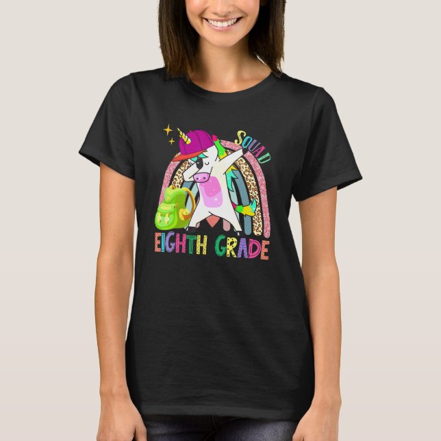 Dabbing Unicorn Achte Klasse 8. Klasse Regenbogen  T-Shirt (Vorderseite)