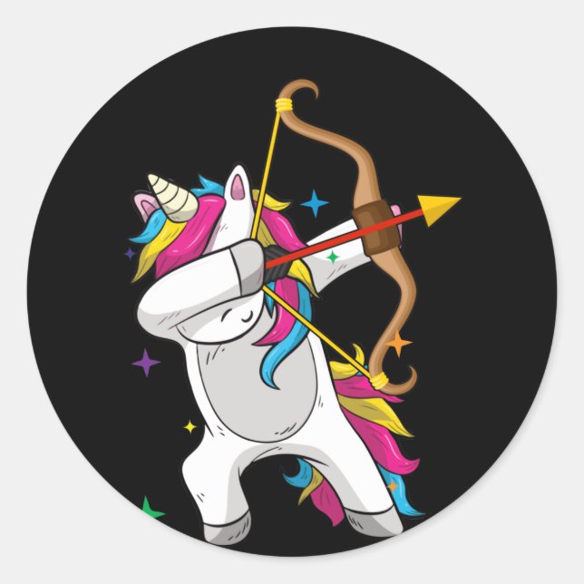 Dabbing Unicorn Archer Archery Bow Arrow Runder Aufkleber (Vorderseite)