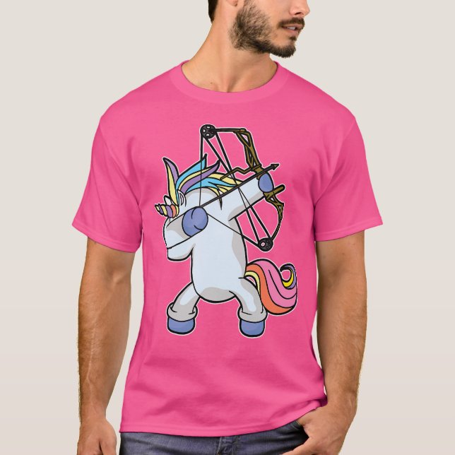 Dabbing Unicorn Archer Bogenschießen Arrow T-Shirt (Vorderseite)