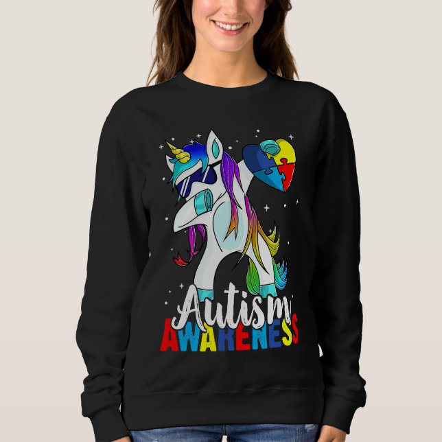 Dabbing Unicorn Autism Awareness Kids Girls Boys B Sweatshirt (Vorderseite)