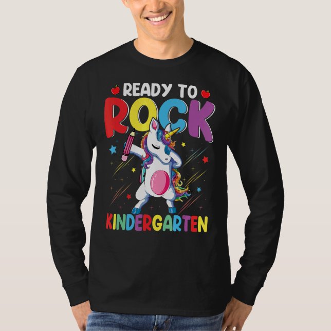 Dabbing Unicorn bereit zum Rock Kindergarten zurüc T-Shirt (Vorderseite)