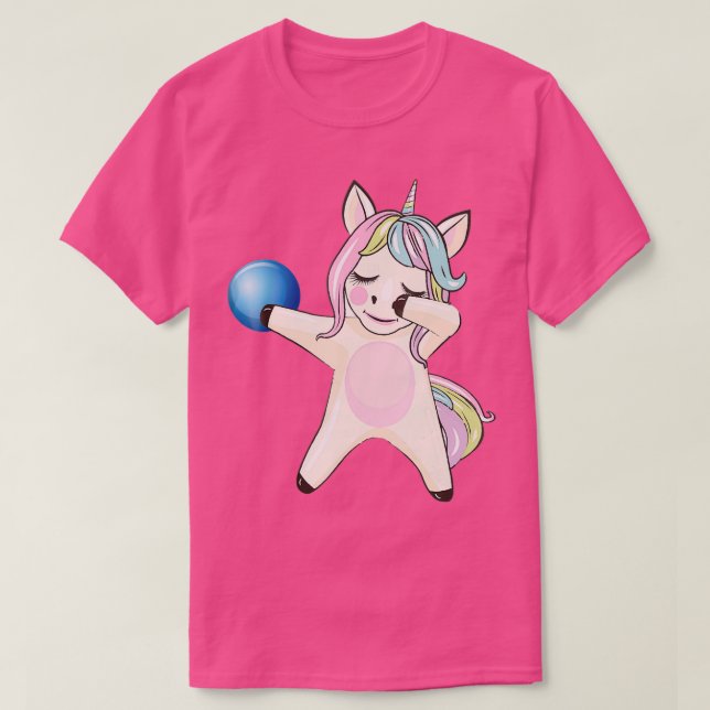 Dabbing Unicorn Bowling Who Liebe T T-Shirt (Design vorne)