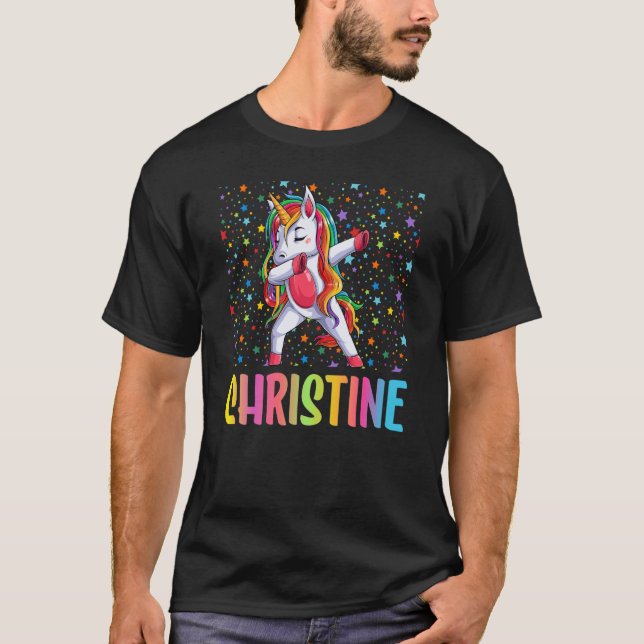Dabbing Unicorn Christine T-Shirt (Vorderseite)