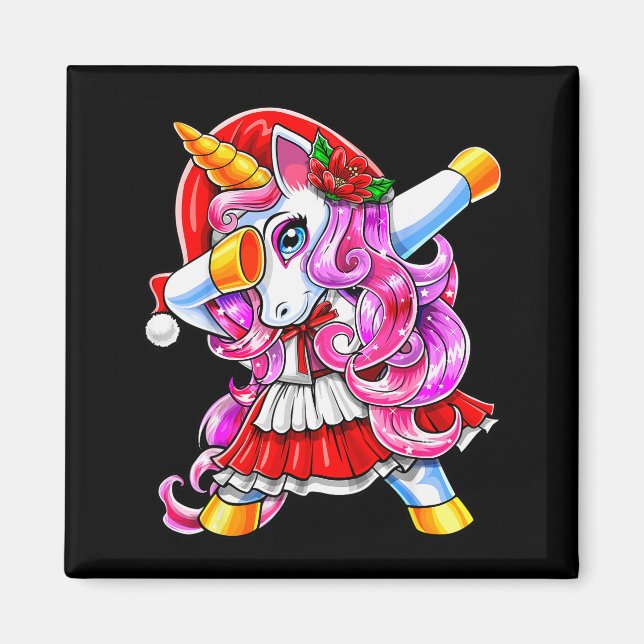 Dabbing Unicorn Christmas Santa Costume Unicorn Gi Magnet (Vorne)