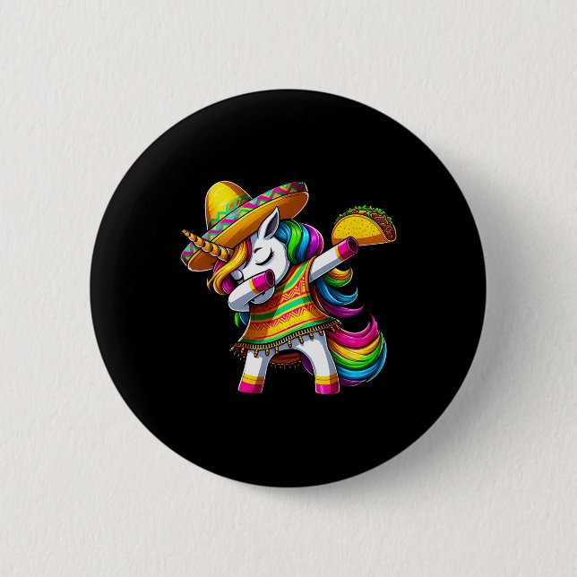 Dabbing Unicorn Cinco De Mayo Mexican Party Fiesta Button (Vorderseite)