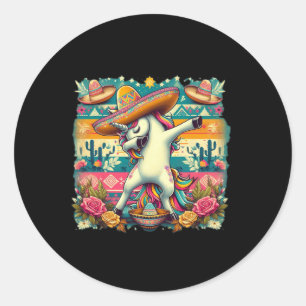 Dabbing Unicorn Cinco De Mayo Runder Aufkleber