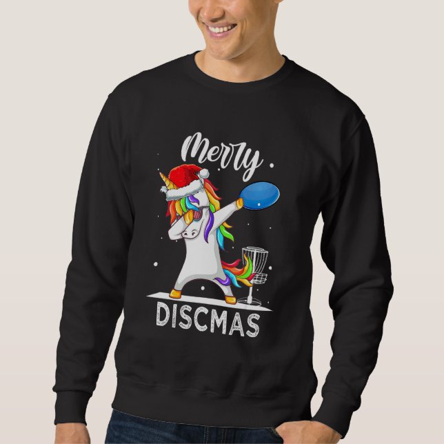 Dabbing Unicorn Dab Xmas Disk Golf Player Christma Sweatshirt (Vorderseite)
