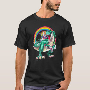 Dabbing Unicorn Dinosaur Gamecontroller Rainbow B T-Shirt