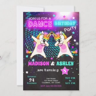 Dabbing Unicorn Einladung zum Geburtstag / Gemeins