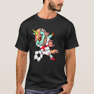 Dabbing Unicorn England Football English Flag Socc T-Shirt