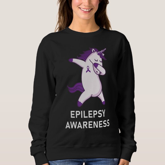 Dabbing Unicorn Epilepsy Awareness Ribbon Sweatshirt (Vorderseite)