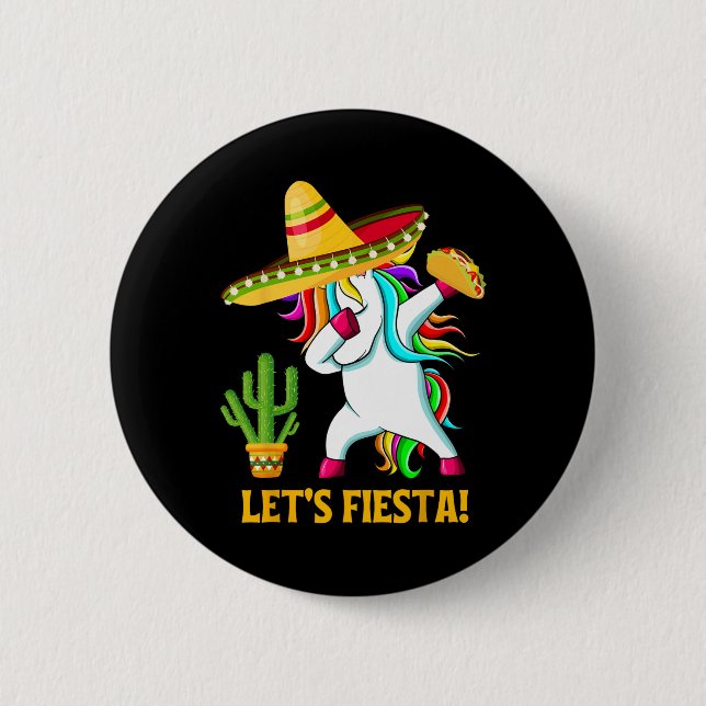 Dabbing Unicorn Funny Cinco De Mayo Kinder Lass Button (Vorderseite)
